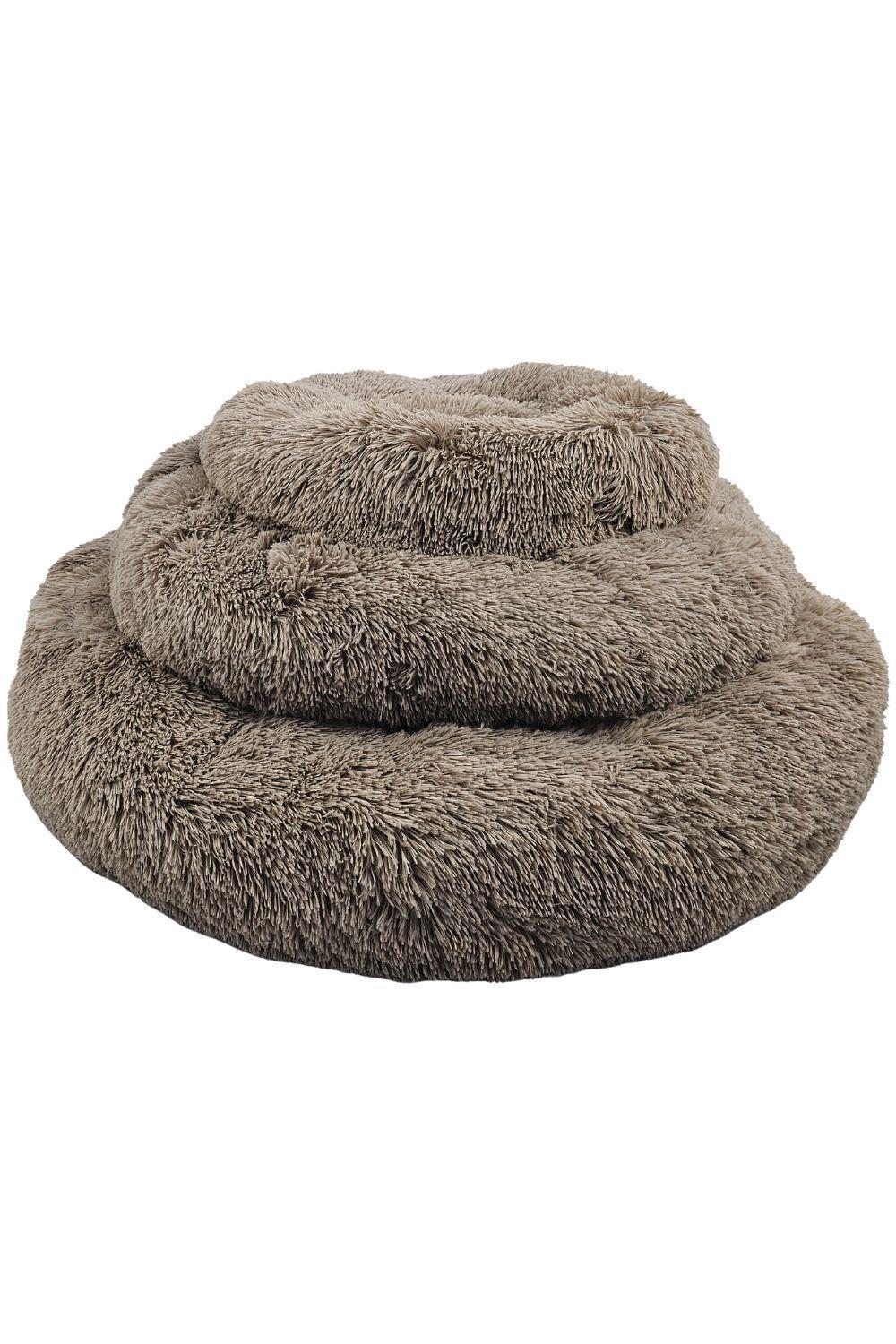 HugglePets Anti-Anxiety Donut Dog Bed - Oatmeal 2/3