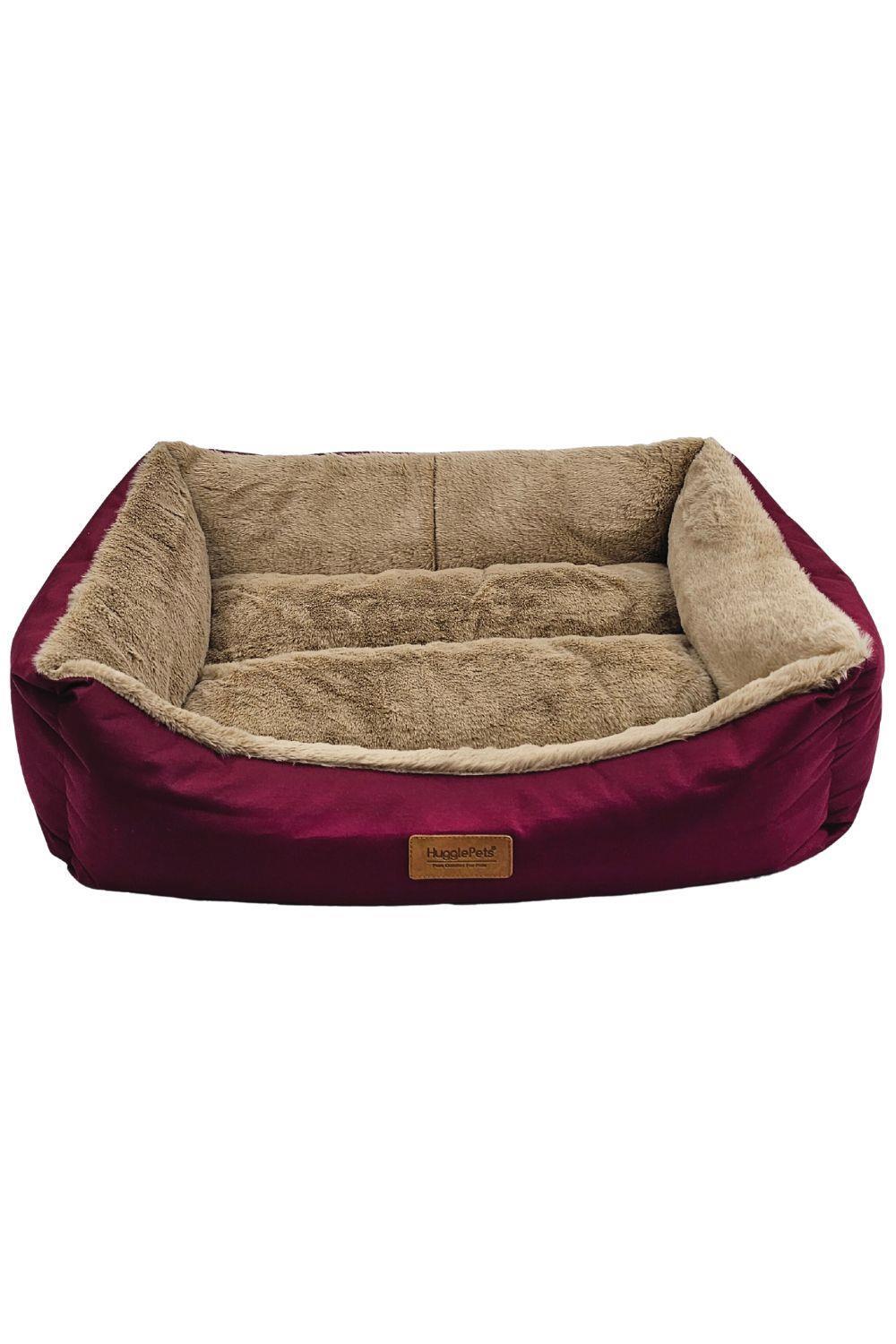 HUGGLEPETS HugglePets Luxury Plush Dog Lounger Bed - Red & Oatmeal