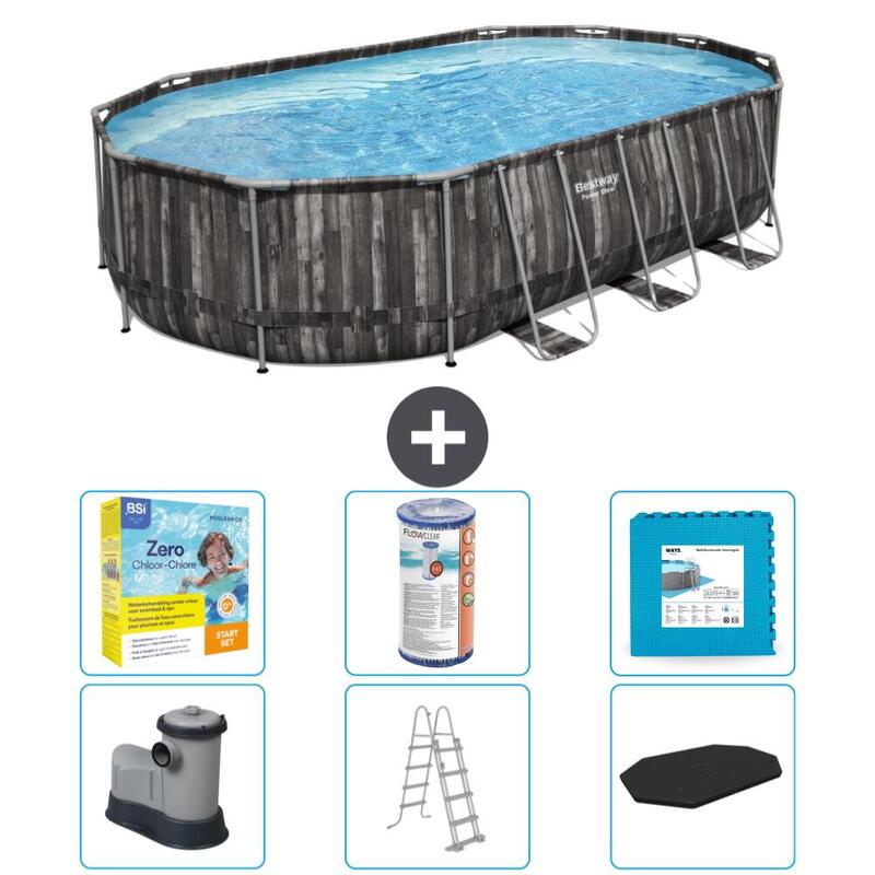 Piscine Bestway Power Steel - 610 x 366 x 122 cm avec Accessoires - 561134