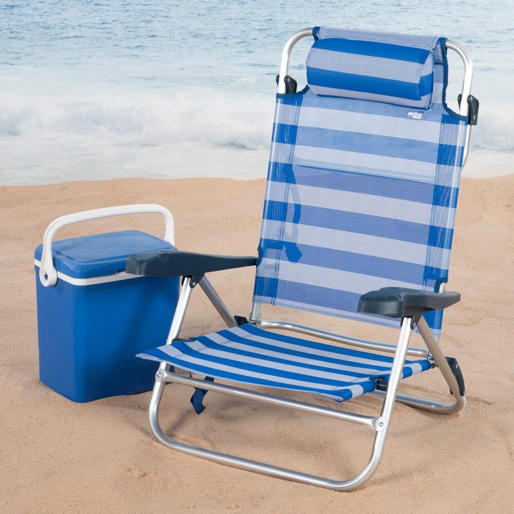 Aktive Confezione da 2 sedie da spiaggia pieghevoli e reclinabili, 7 posizioni 2/7