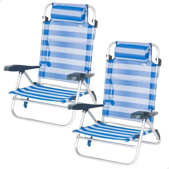 Aktive Confezione da 2 sedie da spiaggia pieghevoli e reclinabili 7 posizioni