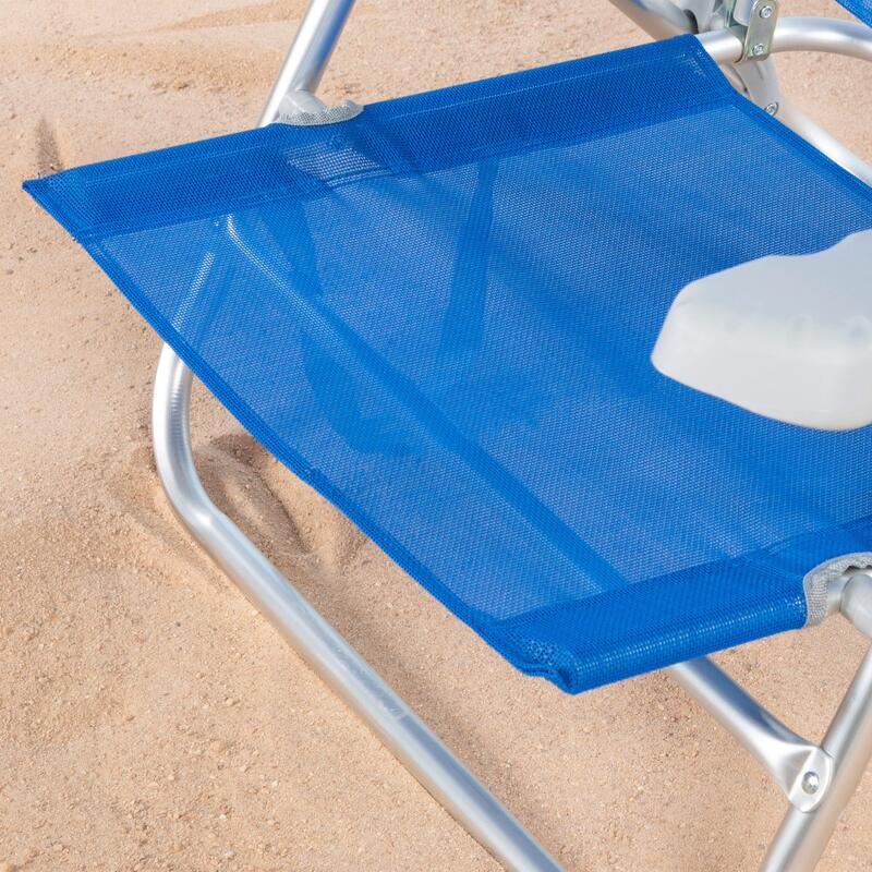 Pack de 2 cadeiras de praia dobráveis e reclináveis 7 posições azuis c/almofada