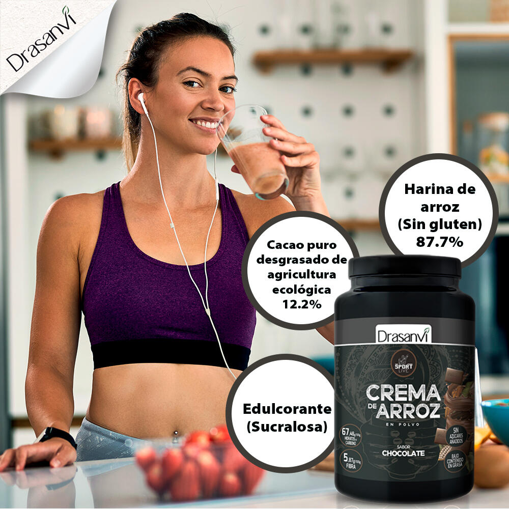Crema de Arroz Sport Live - Sabor Doble Chocolate - 1Kg - DRASANVI 6/6