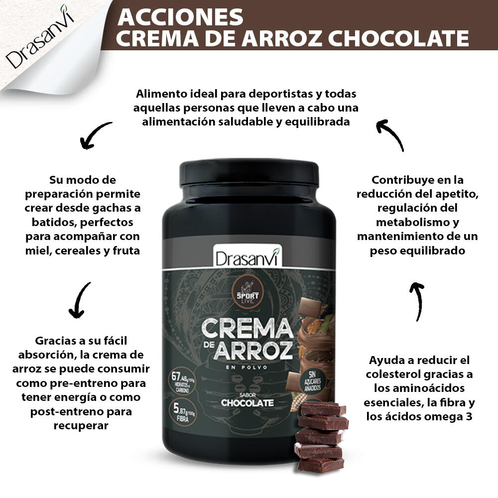 Crema de Arroz Sport Live - Sabor Doble Chocolate - 1Kg - DRASANVI 5/6