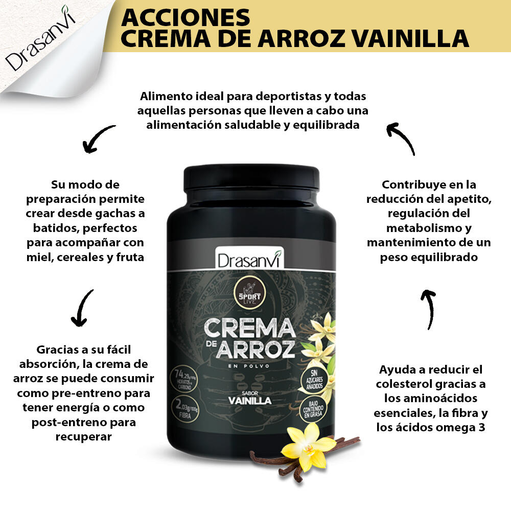 Crema de Arroz Sport Live - Sabor Vainilla - 1Kg - DRASANVI 5/6