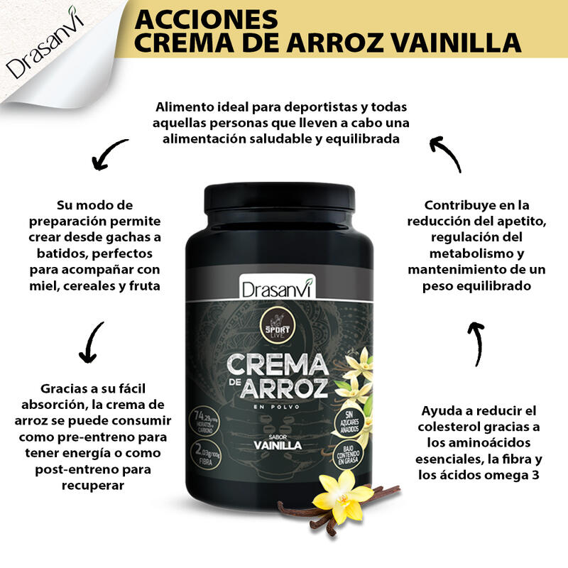 Crema de Arroz Sport Live - Sabor Vainilla - 1Kg - DRASANVI