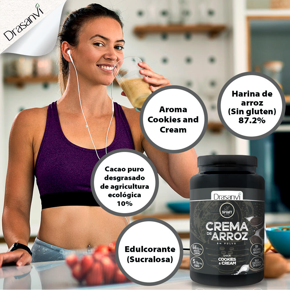 Crema de Arroz Sport Live - Sabor Cookies and Cream - 1Kg - DRASANVI 6/6