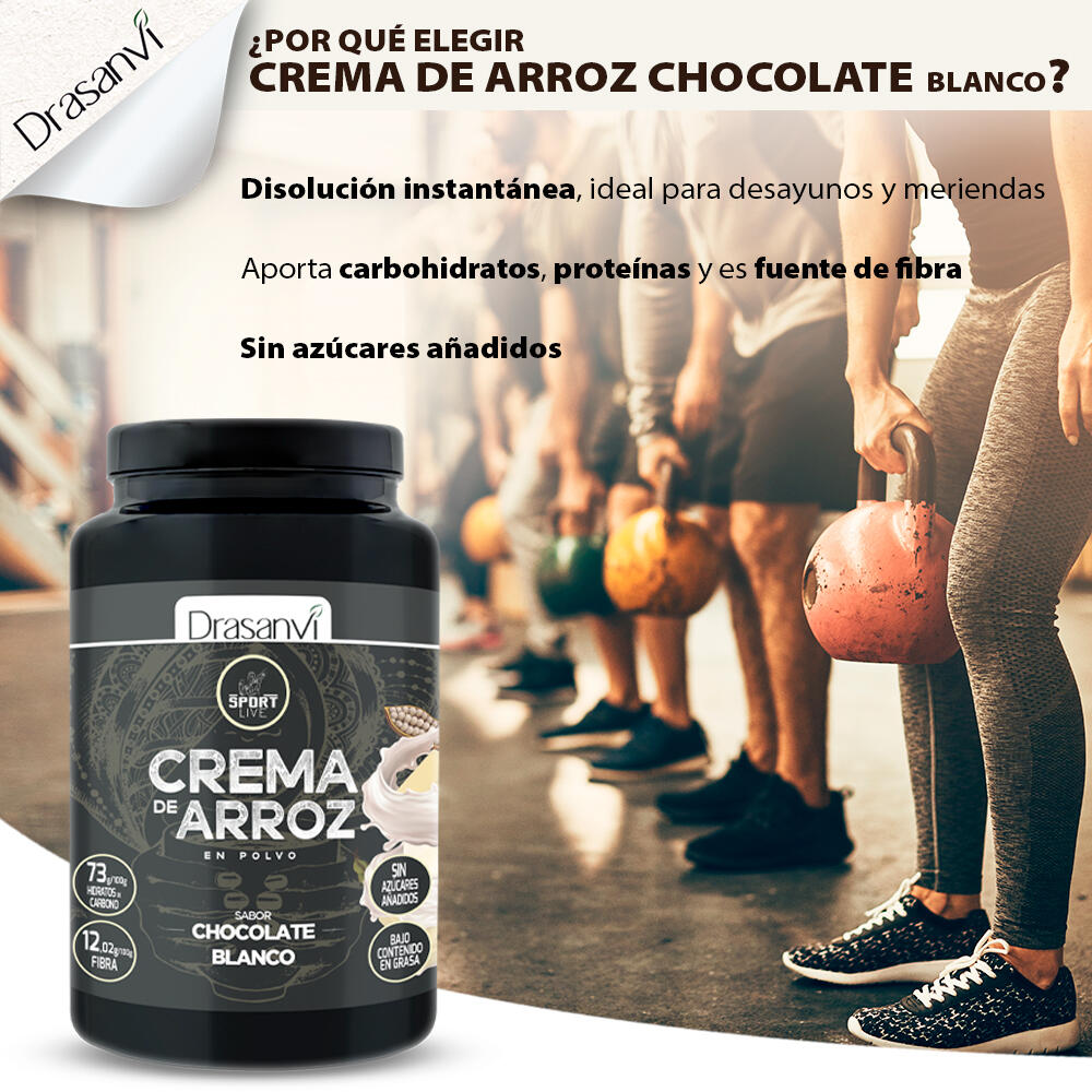 Crema de Arroz Sport Live - Sabor Chocolate blanco - 1Kg - DRASANVI 4/5