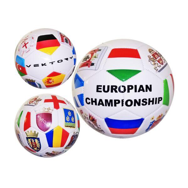 Vektory: Focilabda European Championship felirattal és zászlókkal