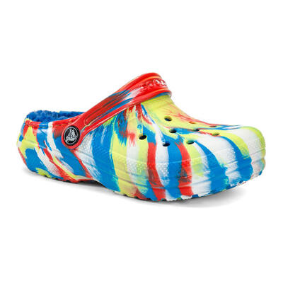 Crocs classic lined marbled clog kinderpantoffels