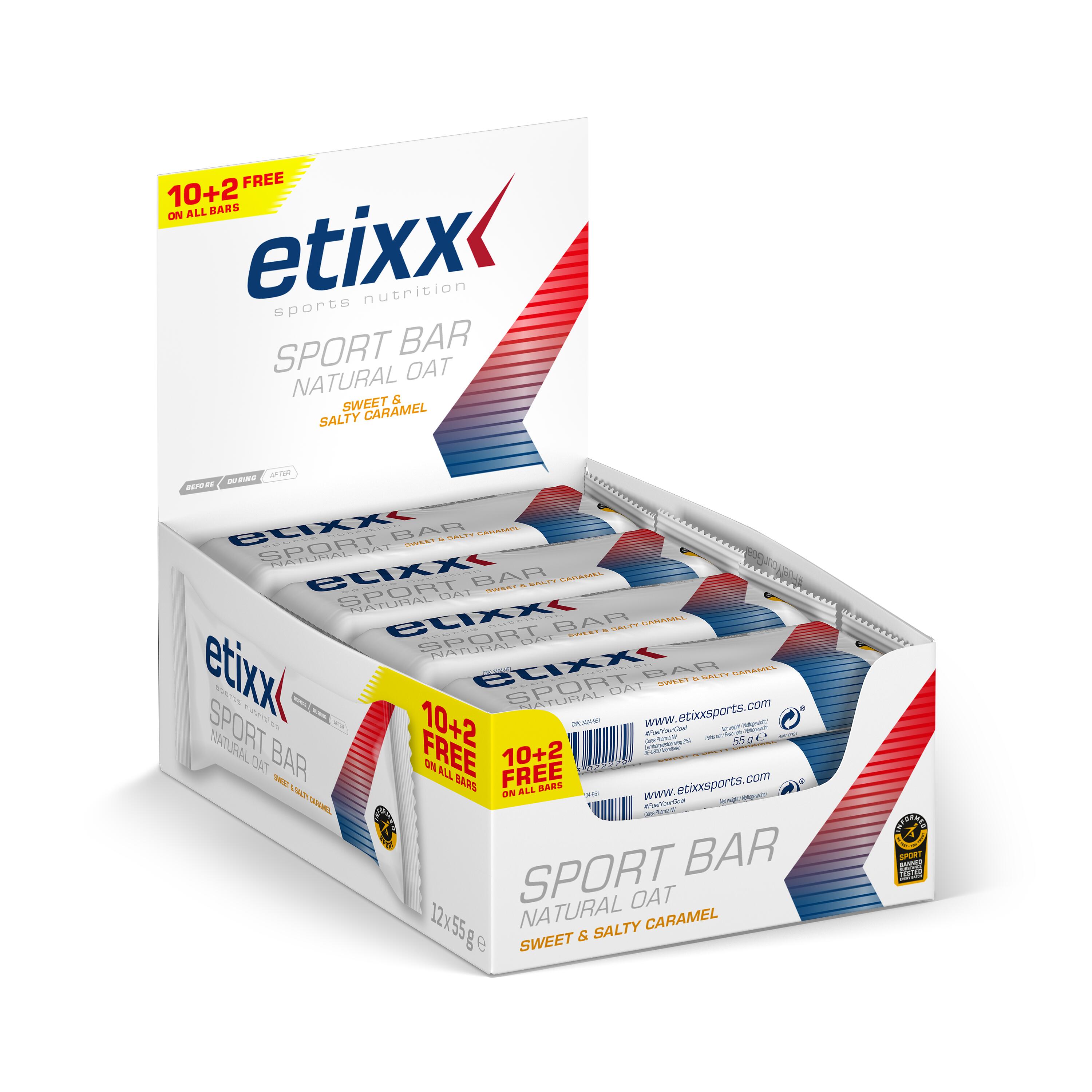 Etixx - Natural Oat Sport Bar Sweet & Salty Caramel 12x55g - Barre Énergétique - 700 G - Decathlon