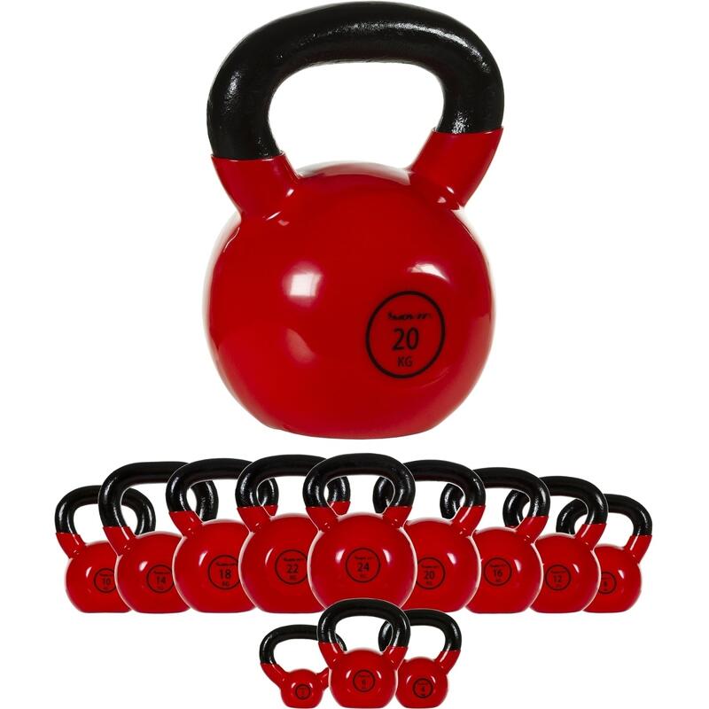 Kettlebell profesional MOVIT®, 20 kg din fonta, rosu