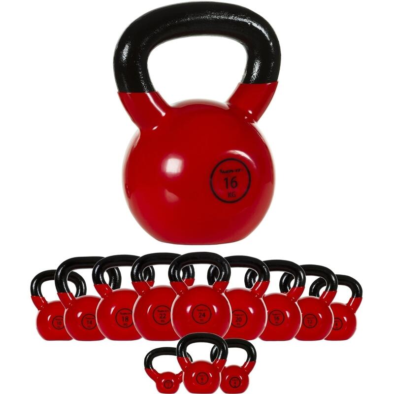 Kettlebell profesional MOVIT®, 16 kg, din fonta, rosu