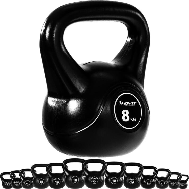 Kettlebell , MOVIT® de 8 kg, negru