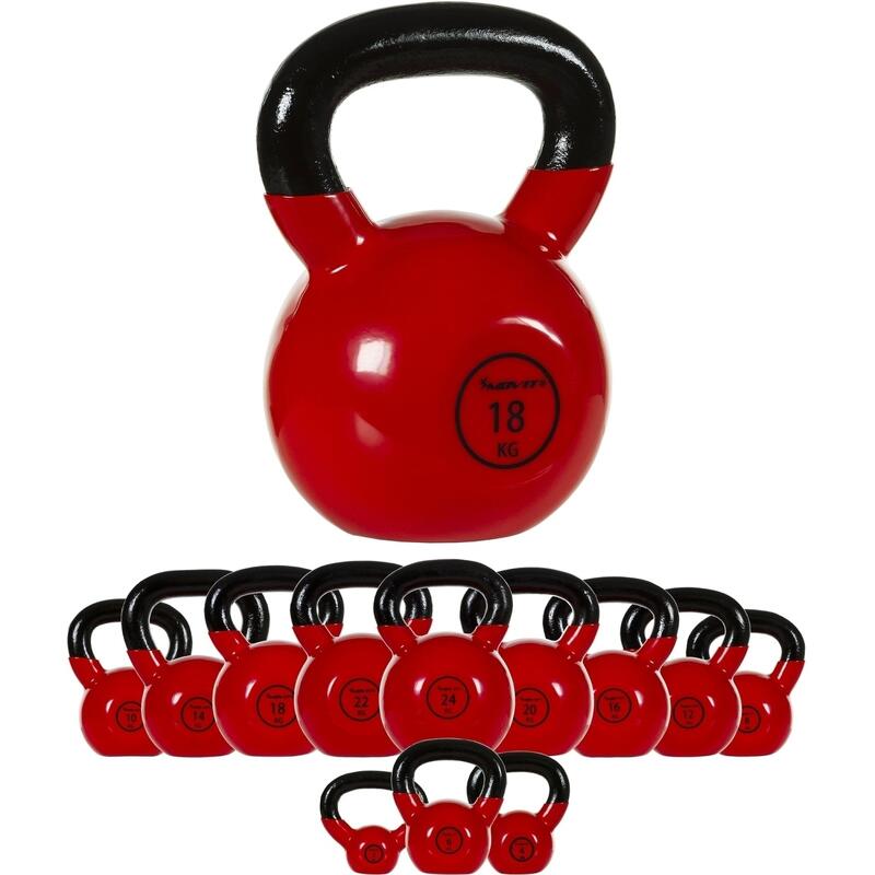 Kettlebell profesional, MOVIT®, 18 kg, fonta, rosu