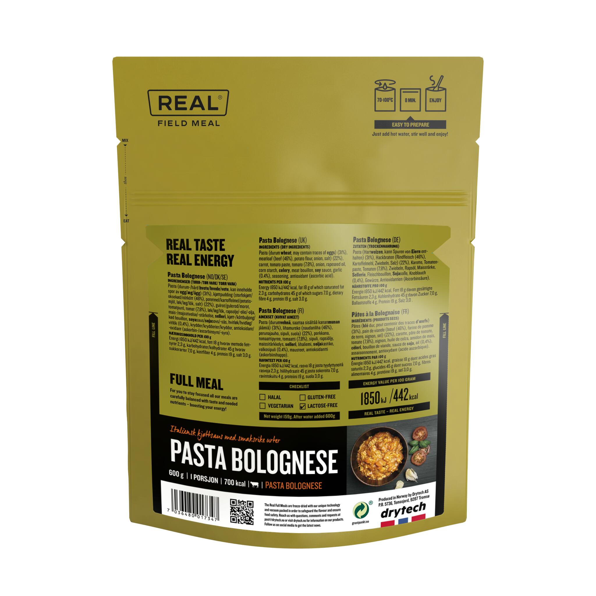 Real Turmat (Field Meal) Pasta Bolognese (700kcal) 2/3