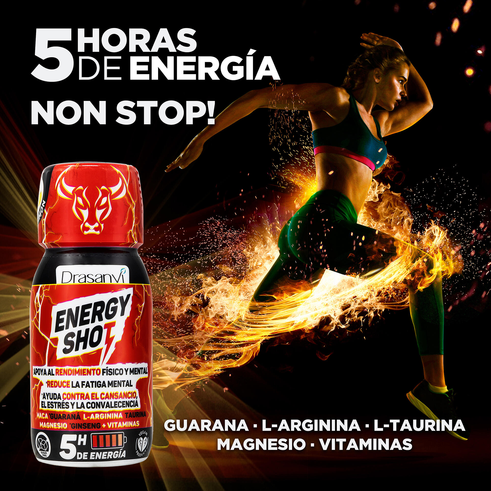 Energy Shot - Bebida energética - Sabor limón - 60ml - Pack 24 uds - DRASANVI 6/6