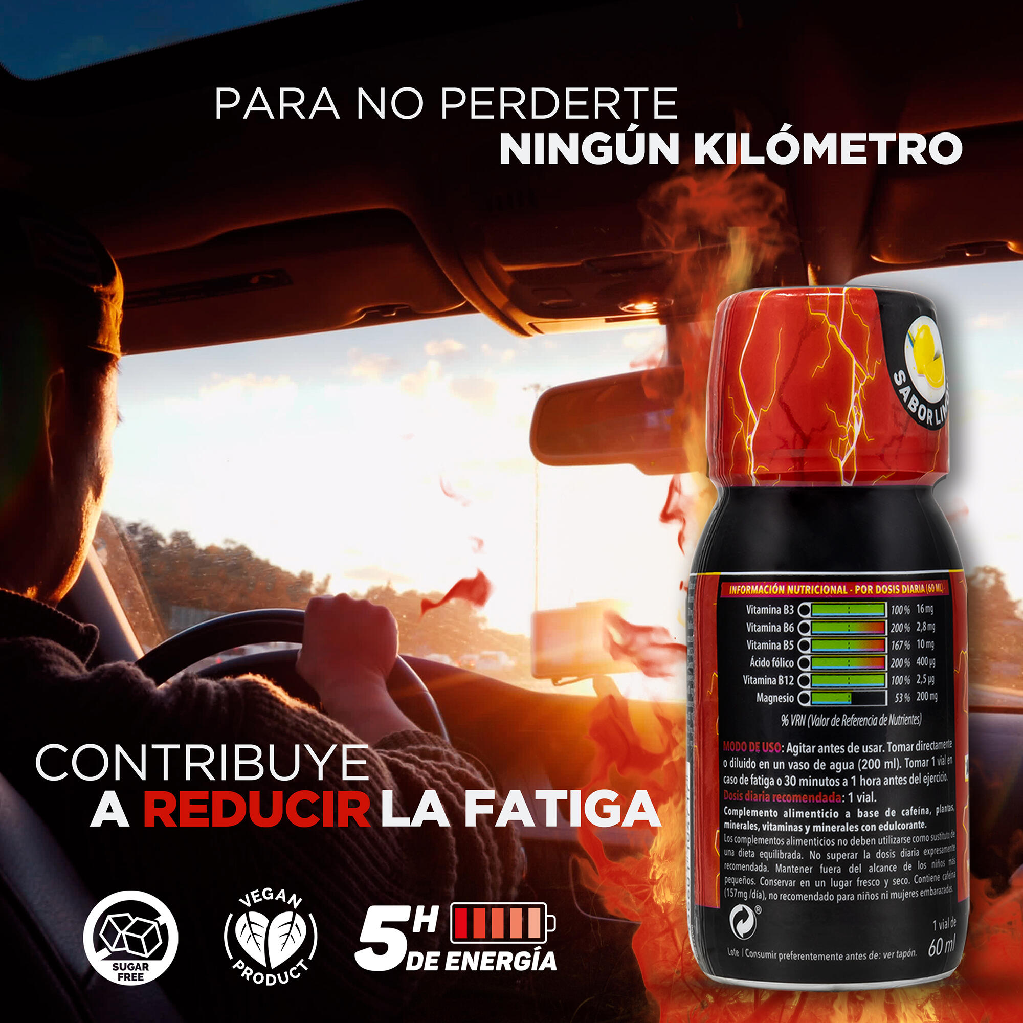 Energy Shot - Bebida energética - Sabor limón - 60ml - Pack 12 uds - DRASANVI 5/6