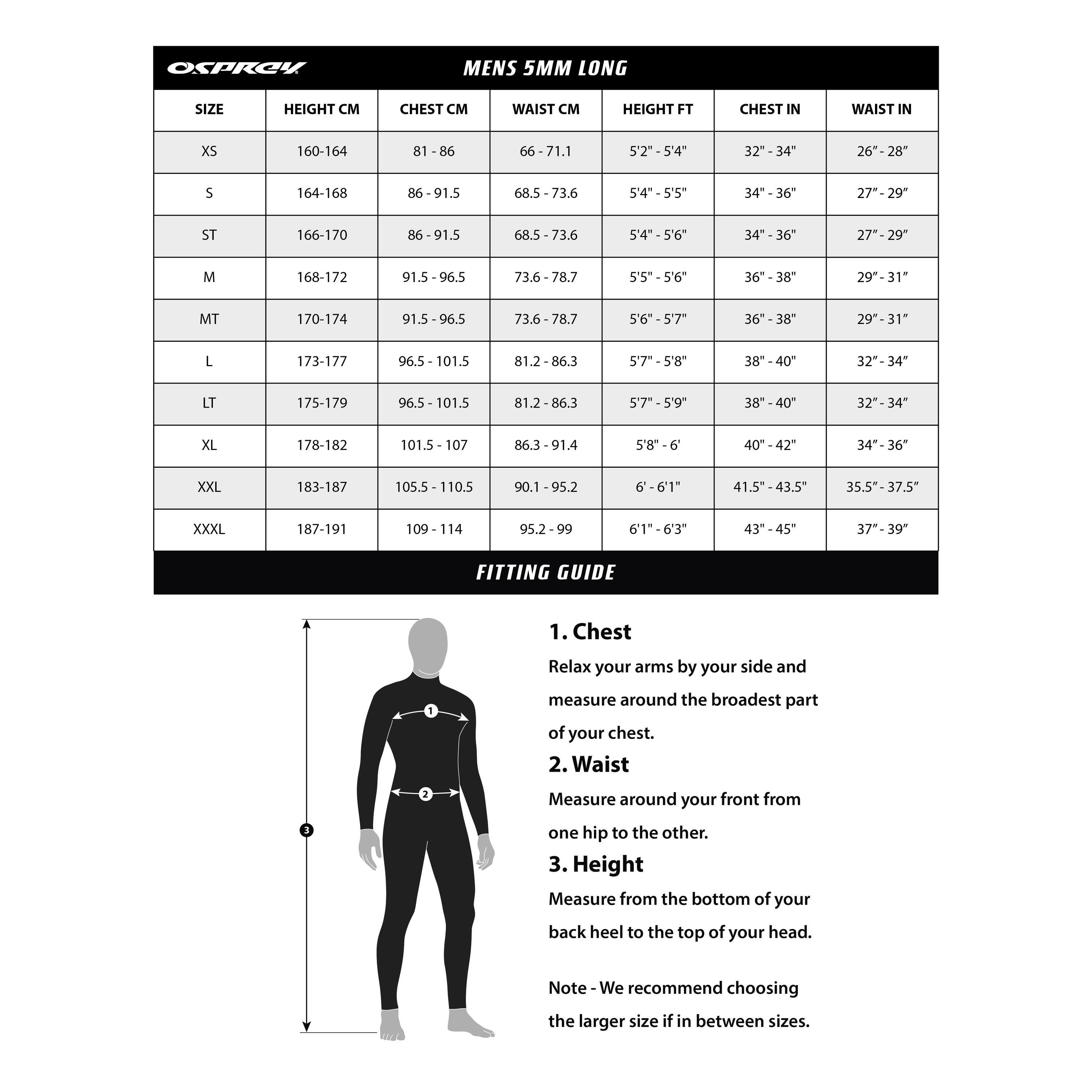 Osprey Mens Zero 5mm Wetsuit | Full Length Winter Neoprene Wetsuit, Grey 5/6