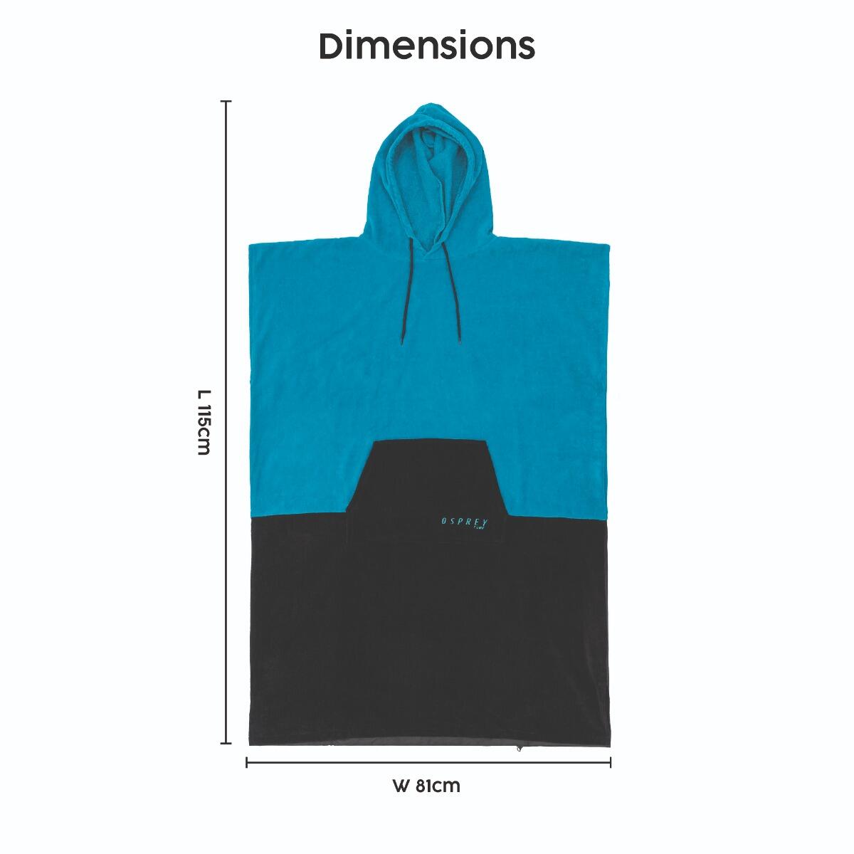 Osprey Adult Surf Poncho Hooded Towel Beach Changing Robe, Blue 5/6