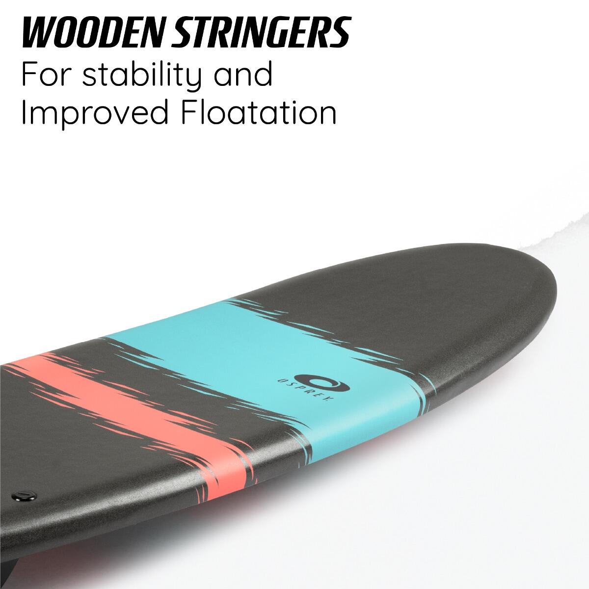 XPE Foam Surfboard with Leash and Fins, Jagged Design 6/6