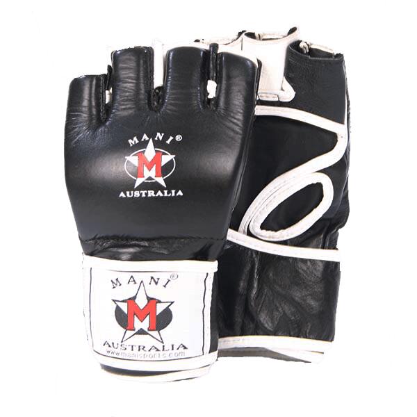 BLACK MMA LEATHER GRAPPLING GLOVES