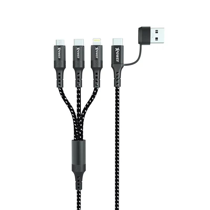 ACX3 2in 3out Nylon Charging Cable 1m - Black
