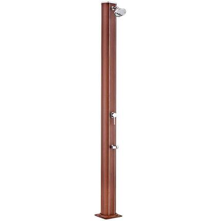 Douche solaire en aluminium et bois / Avec robinet lave-pieds / 32 L