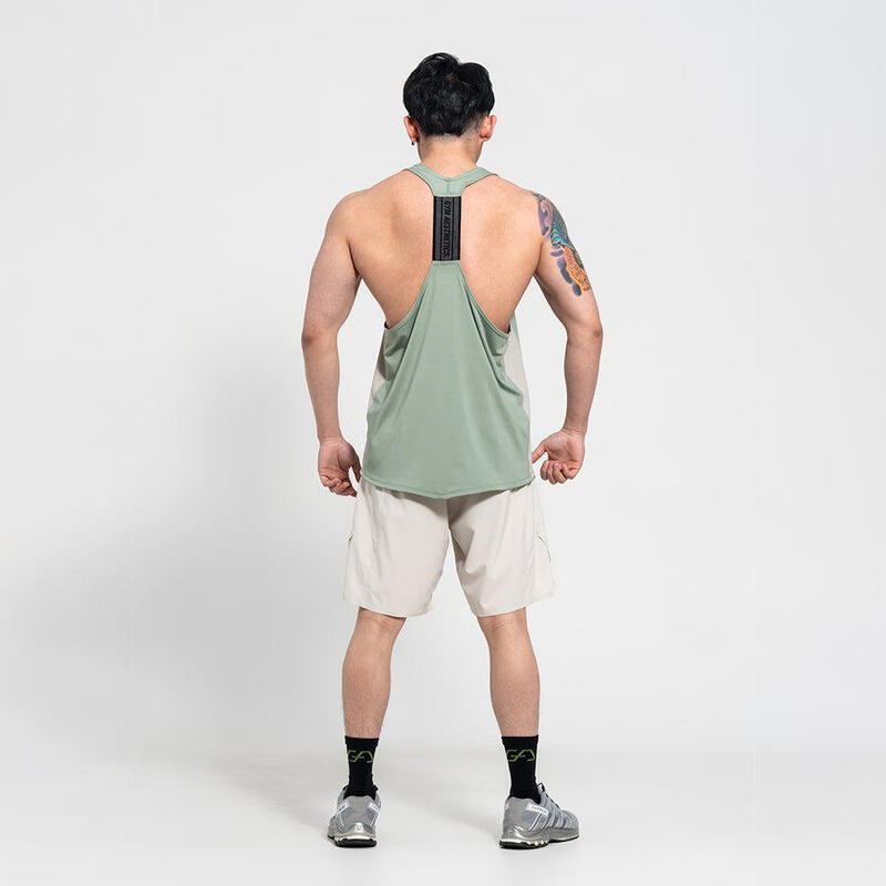 Men's Plain Y Back Workout Sport Tank Top - Green