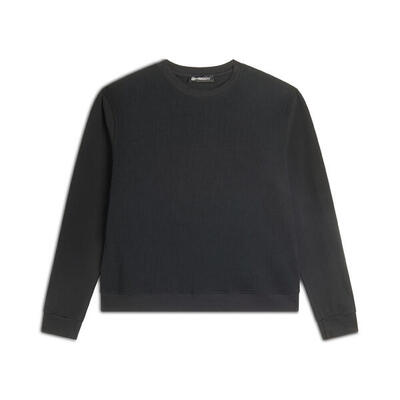 Felpa donna girocollo in jersey con tessuto waffle