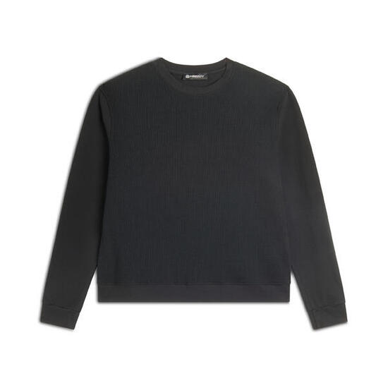 Felpa donna girocollo in jersey con tessuto waffle