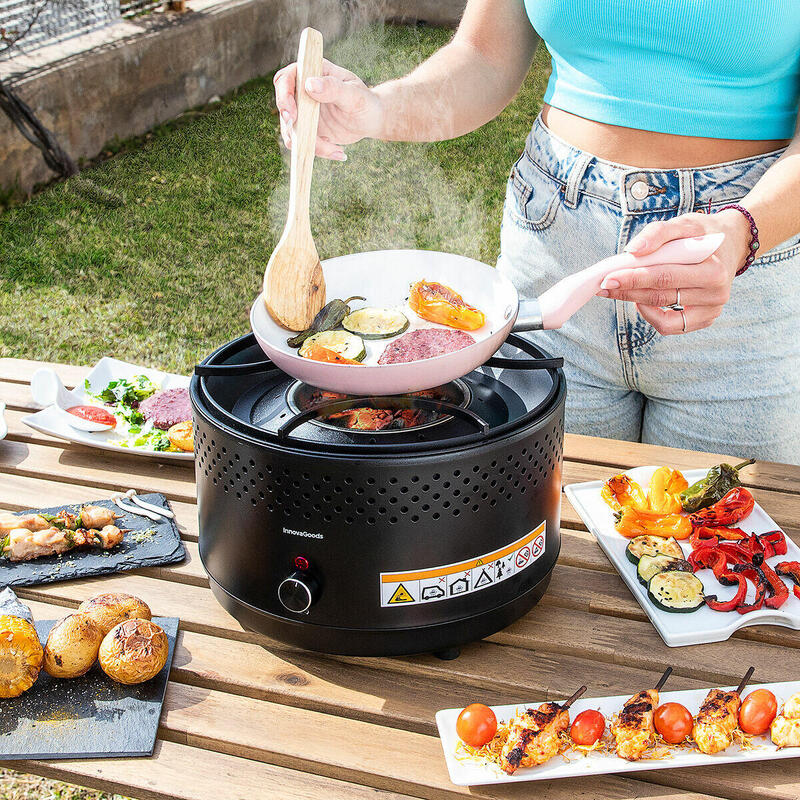 Barbecue a Carbone Portatile Senza Fumo InnovaGoods Ferro