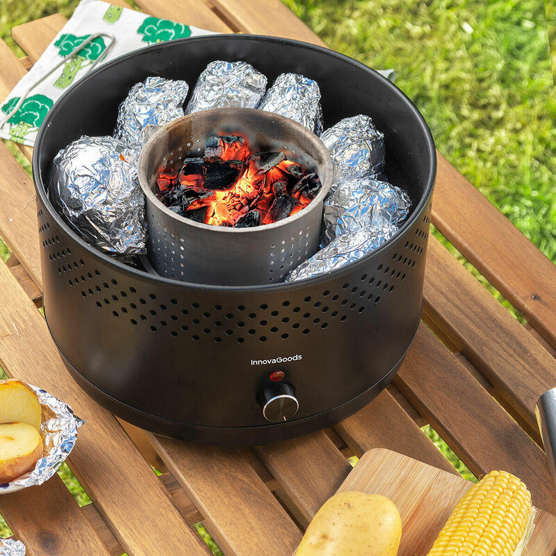 Barbecue a Carbone Portatile Senza Fumo InnovaGoods Ferro