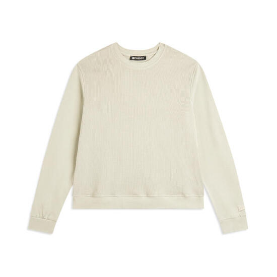 Felpa donna girocollo in jersey con tessuto waffle