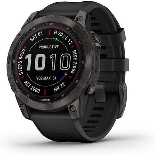 GARMIN Garmin Fenix 7 Sapphire Solar Sports Watch Carbon DLC Black Refurbished