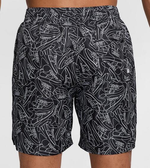 Costume da bagno uomo nike con stampa allover e swoosh - nero/bianco 2/6