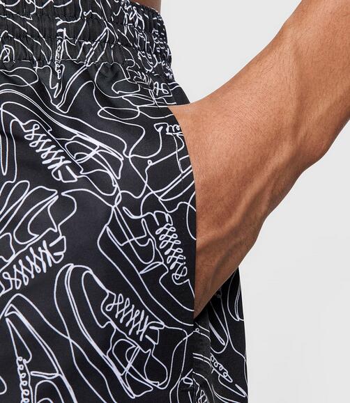Costume da bagno uomo nike con stampa allover e swoosh - nero/bianco 4/6