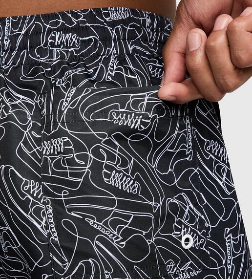 Costume da bagno uomo nike con stampa allover e swoosh - nero/bianco 6/6