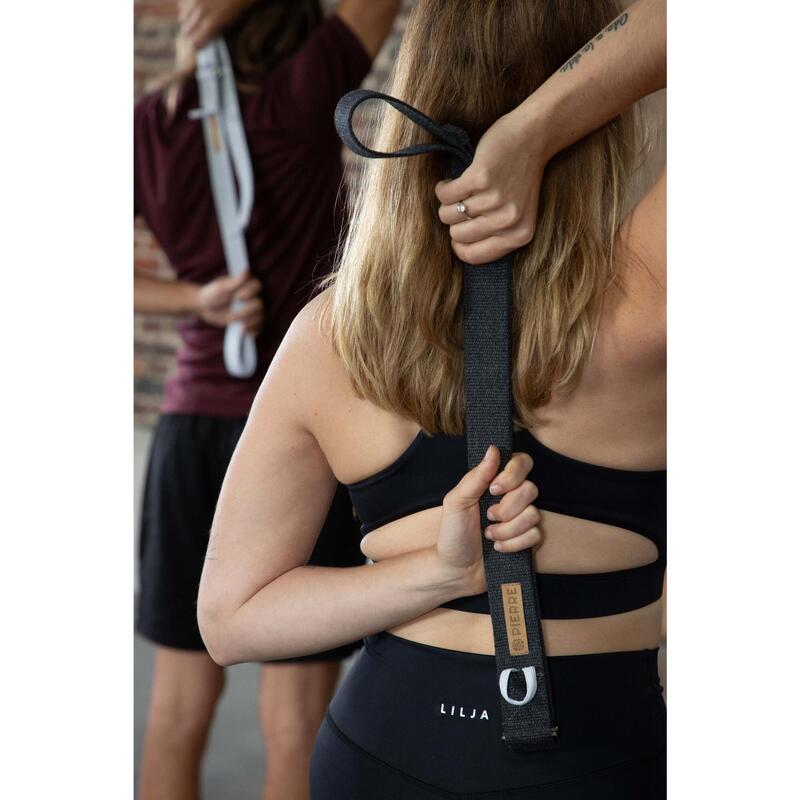 Set de 20 cinturones de yoga - algodón reciclado - gris oscuro