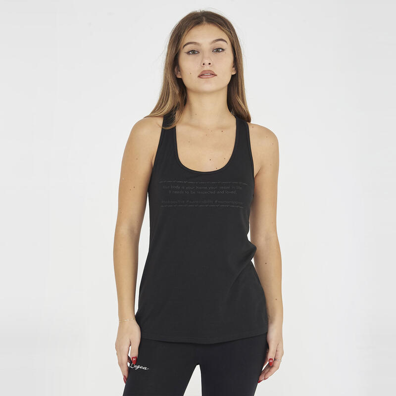 Camiseta sin mangas fitness para mujer Titano negro