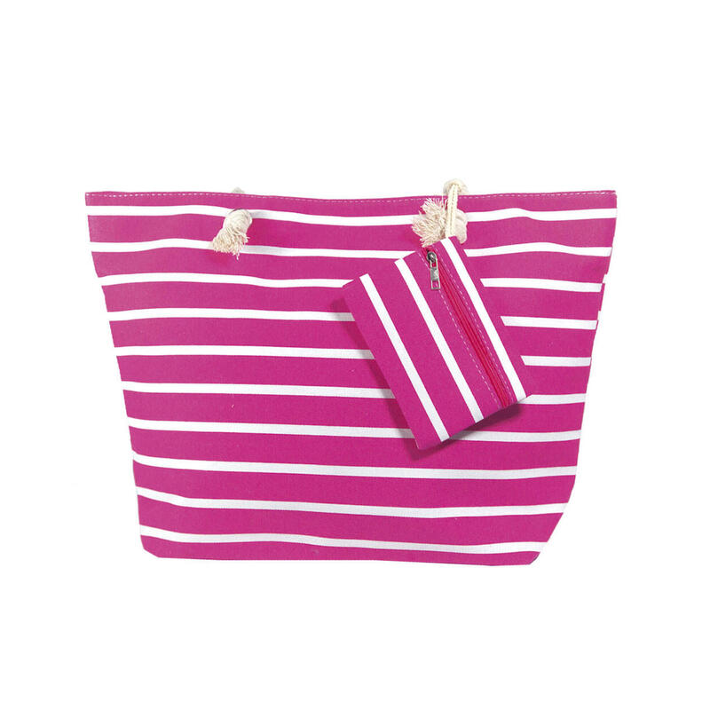 BOLSO PLAYA RAYAS ROSA