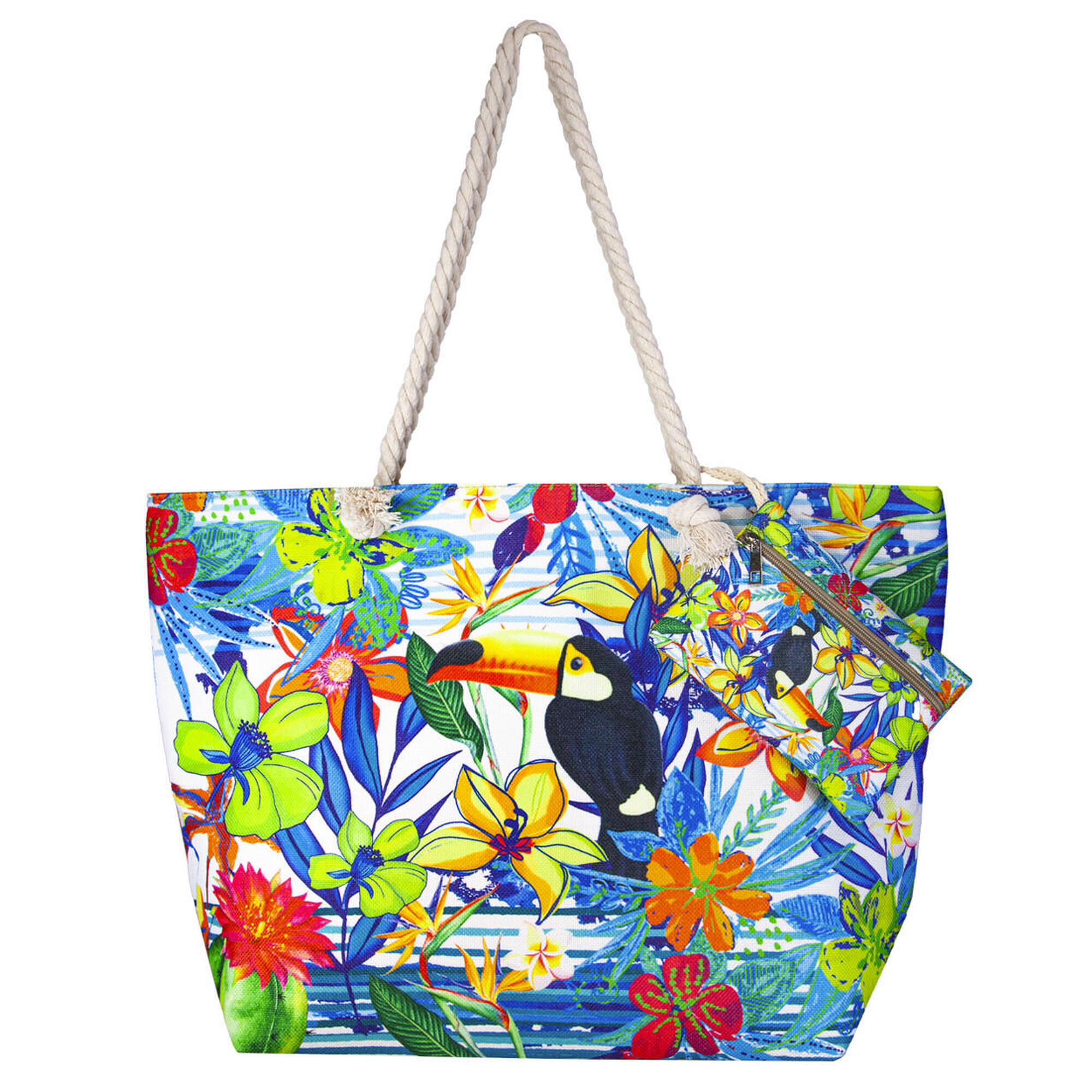 SACO DE PRAIA ESTAMPADO COM PORTA MOEDAS EM FORMA DE TUCANO SUN SURF Decathlon