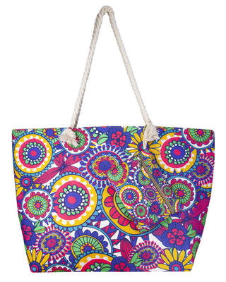 Bedrukte strandtas met mandala-beurtje