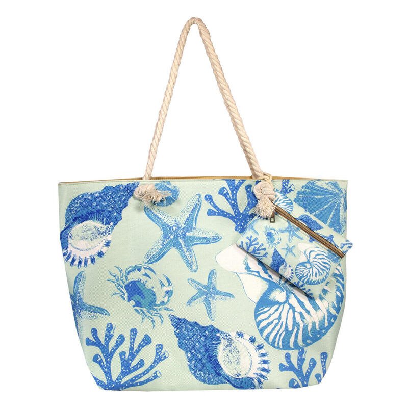 BOLSO ESTAMPADO DE PLAYA CON MONEDERO NAUTILUS