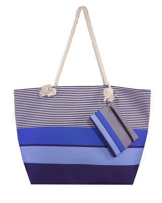 Strand bedrukte tas met elegante blauwe beurs