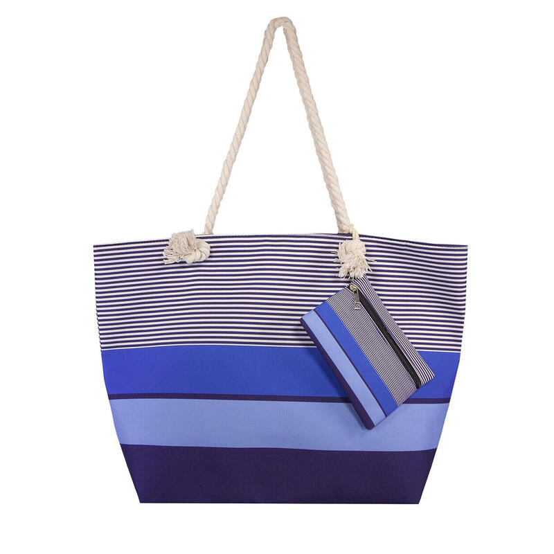 BOLSO ESTAMPADO DE PLAYA CON MONEDERO ELEGANTE AZUL