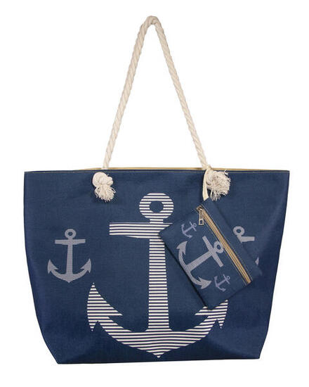 BORSA DA SPIAGGIA STAMPATA CON GRANDE BORSA ANCORA