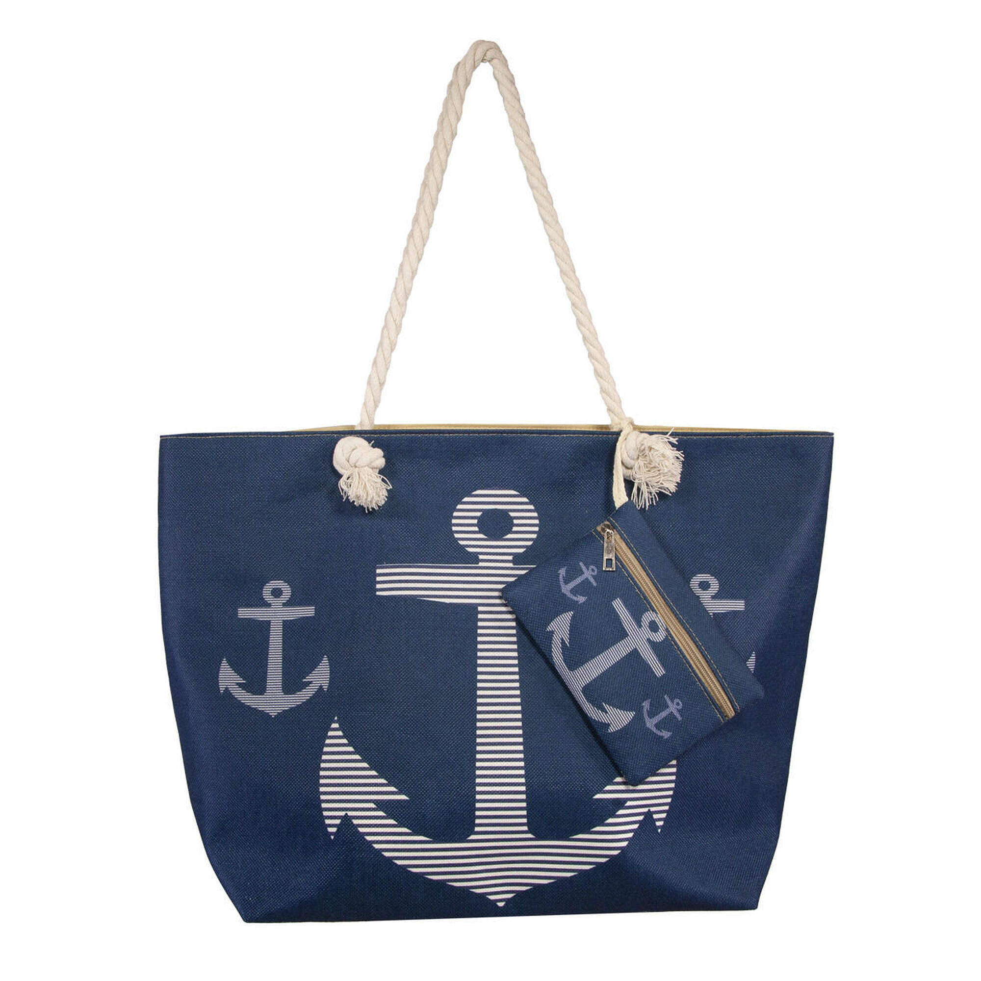 Sun & Surf - Sac De Plage Imprimé Avec Grand Sac À Main Ancre - Sac - Bleu - Decathlon