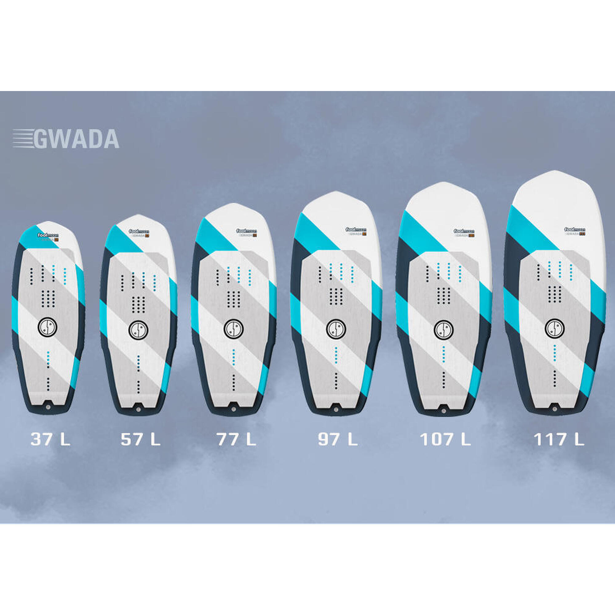 Wing Board - Gwada 37 L - bianco/turchese/grigio