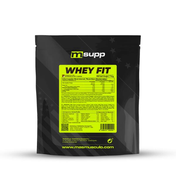 Whey FIT - 1Kg Chocolate y coco de MASmusculo Fit Line